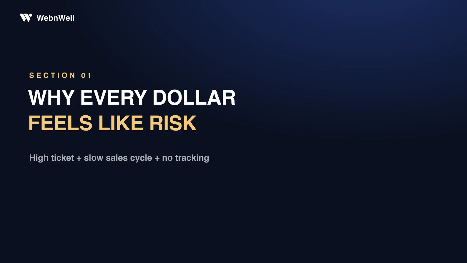 Why every dollar feels like risk: high ticket plus slow sales cycle plus no tracking